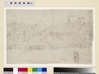 Katedra św. Pawła, z „Panorama Londynu”, ok. 1544 (pióro i atrament i ołówek na papierze)